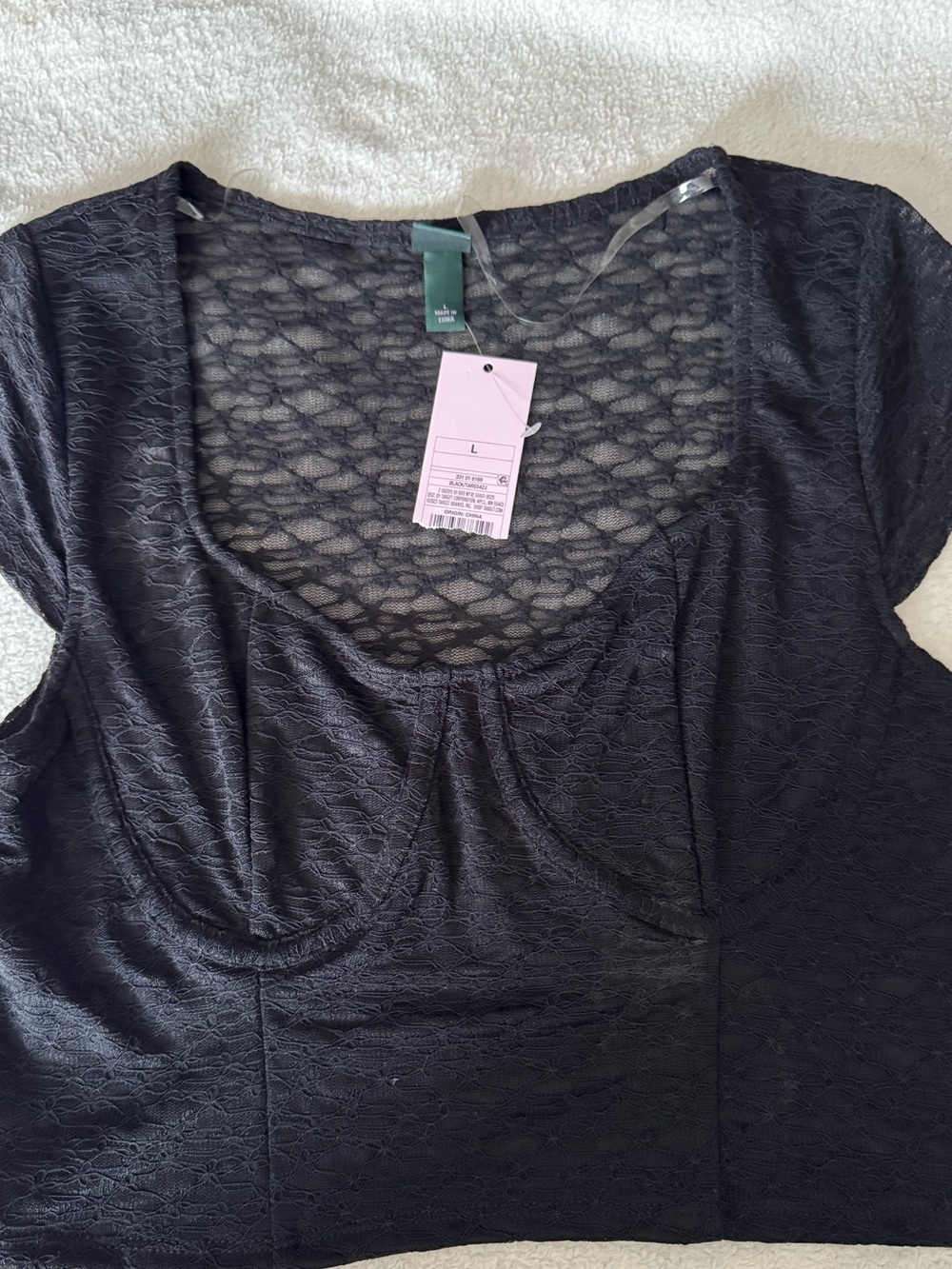 3 wild fable Black Lace Crop Top